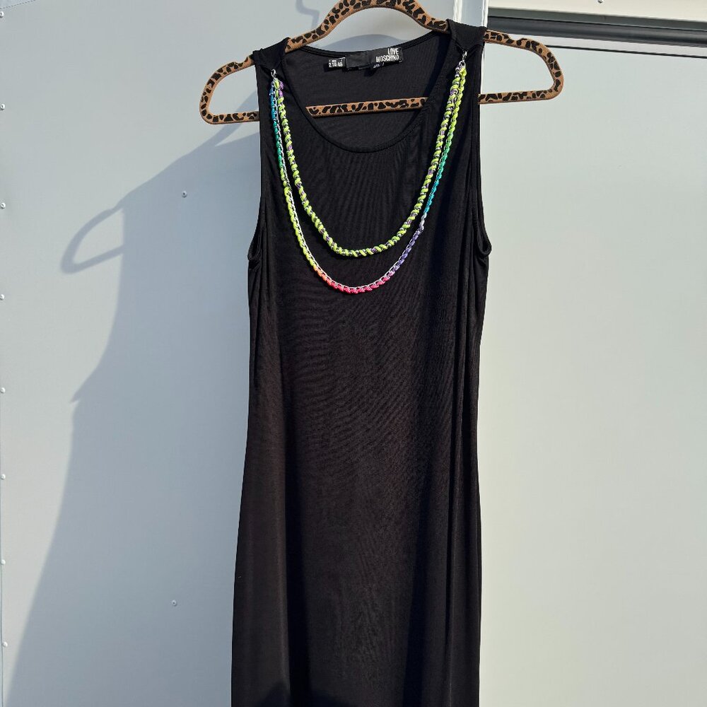 Love Moschino Black Chain Detail Midi Dress - Size US 10 / IT 46